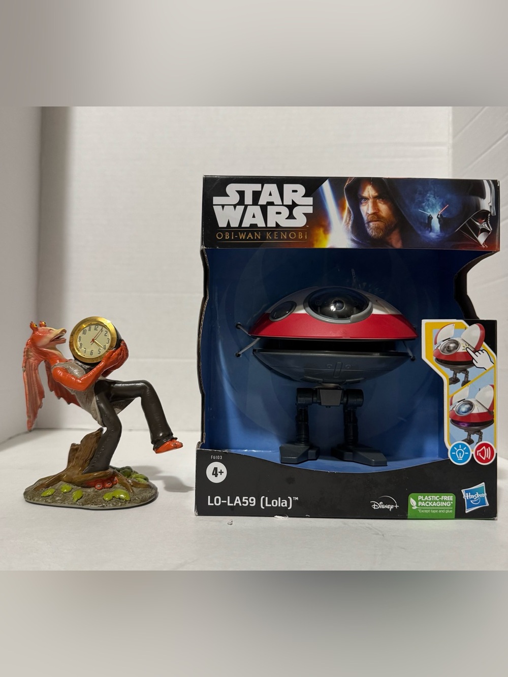NEW Star Wars L0-LA59 Lola Droid Obi-Wan Kenobi + Vintage Jar Jar Clock